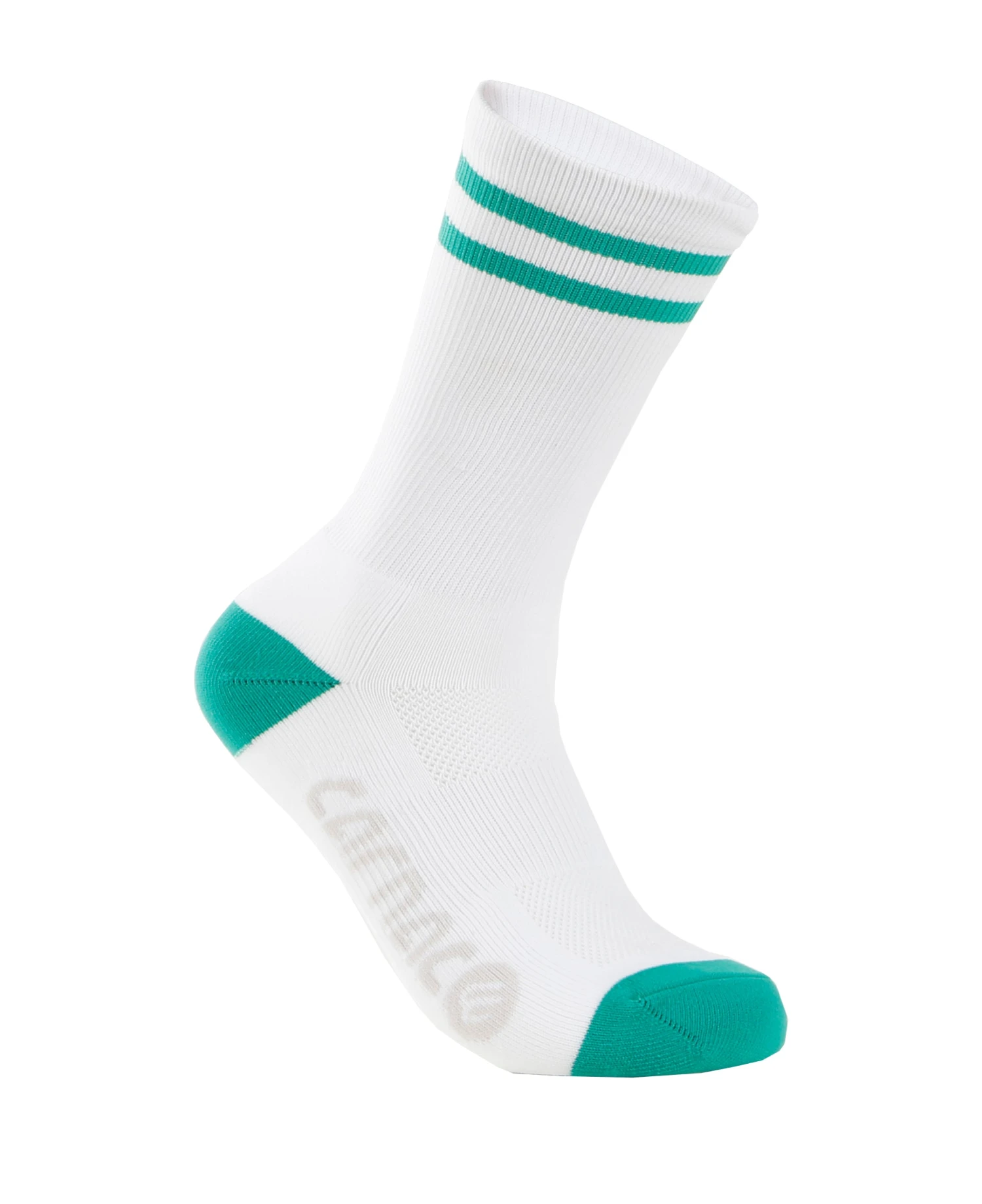 Carnac Stripe Perform Cycling Socks / White & Teal 3 Carnac Stripe Perform Cycling Socks / White & Teal